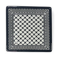 Handmade ceramic Kuffiyeh design square serving plate (6.5”) made in Palestine