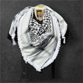 Authentic Palestine Made keffiyeh Scarf: original black and white with Woven heavy Tessels