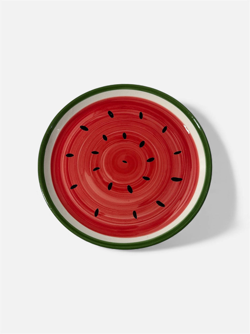 Handmade ceramic watermelon design serving circular plate made in Hebron (10”)