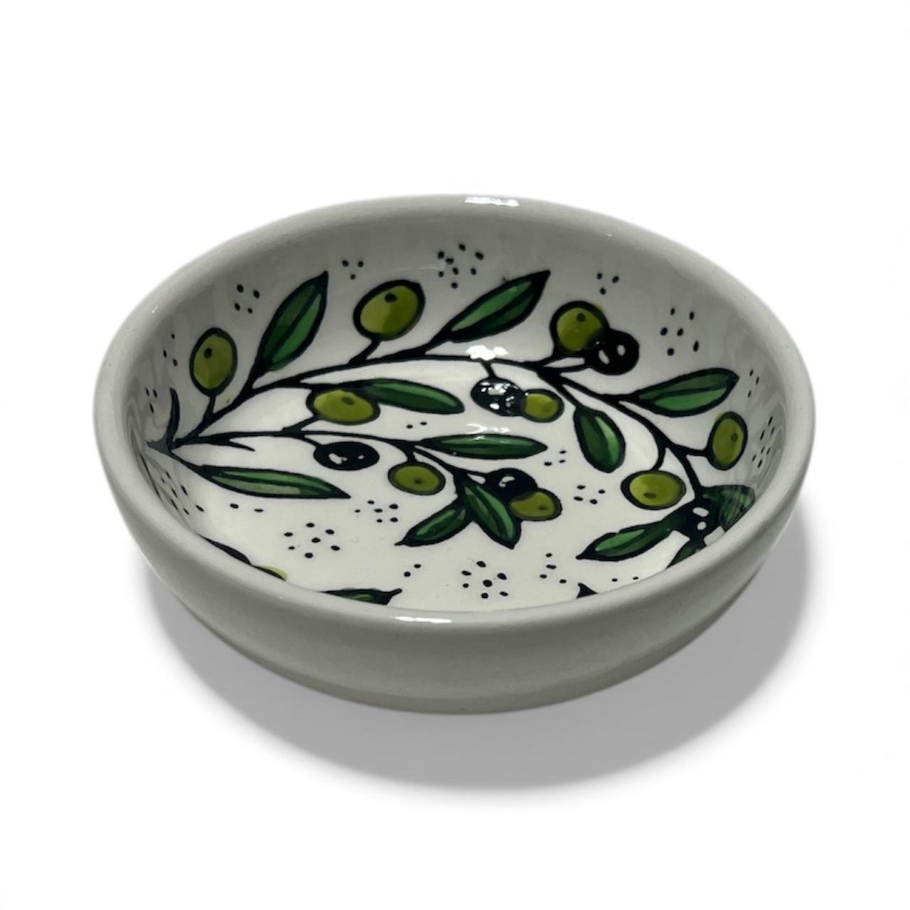 Handmade ceramic Olives design dish (4”)made in Palestine