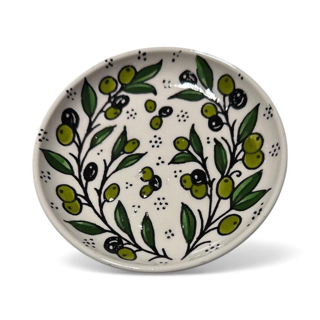 Handmade ceramic Olive’s design circle plate 5” made in Palestine