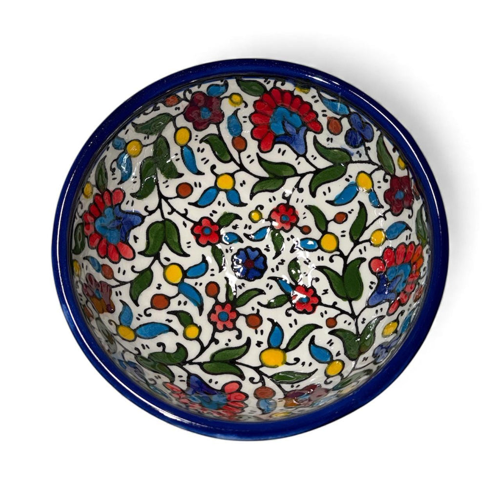 handmade ceramic floral bowl 5” made in Palestine