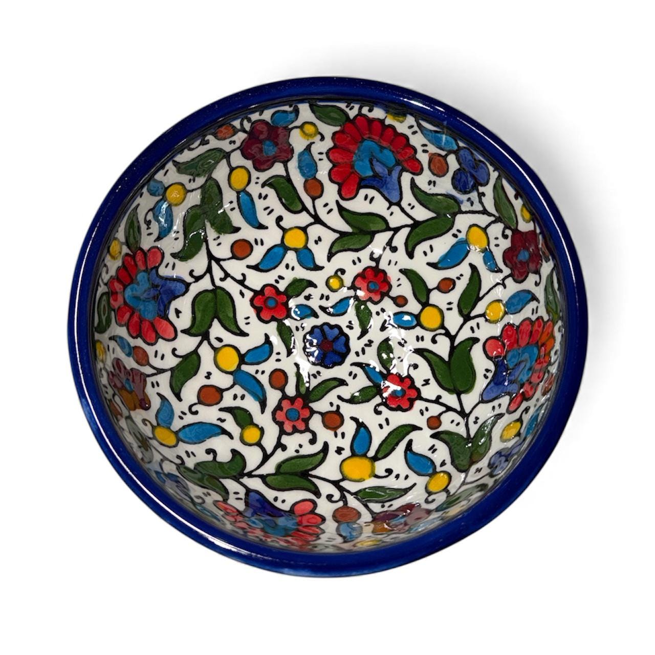 handmade ceramic floral bowl 5” made in Palestine