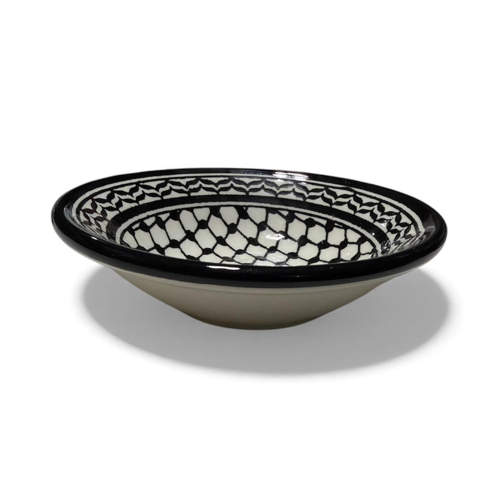 Handmade ceramic Kufiyeh design  serving bowl (3.5”)made in Palestine