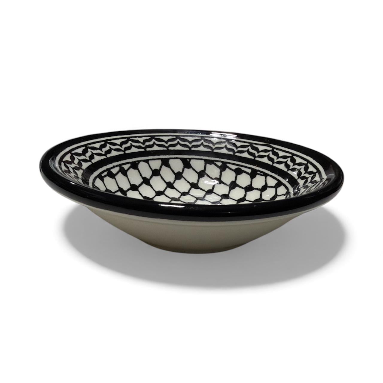 Handmade ceramic Kufiyeh design  serving bowl (3.5”)made in Palestine