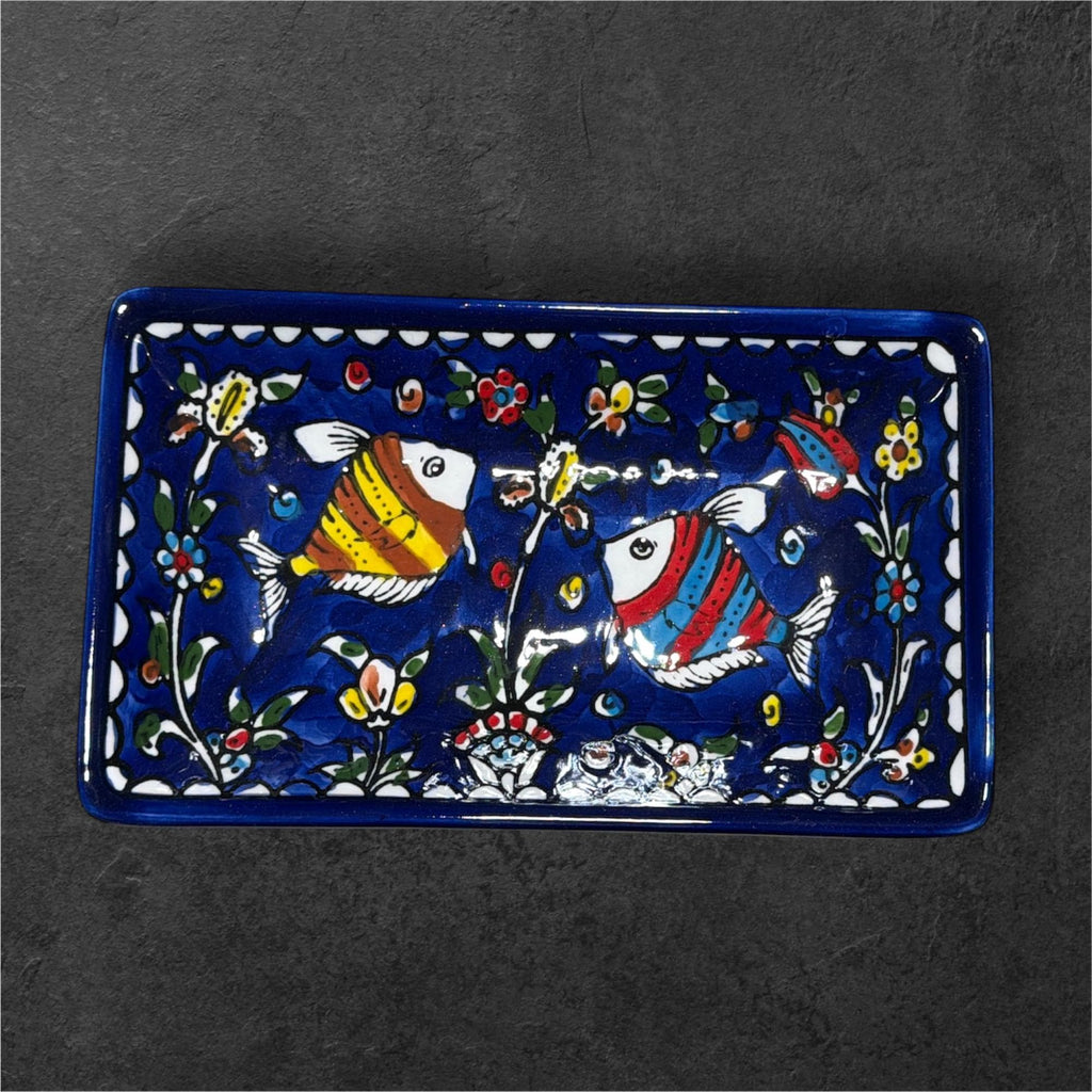 Handmade Rectangular ceramic serving plate made in Hebron/Palestine by Fakhouri family