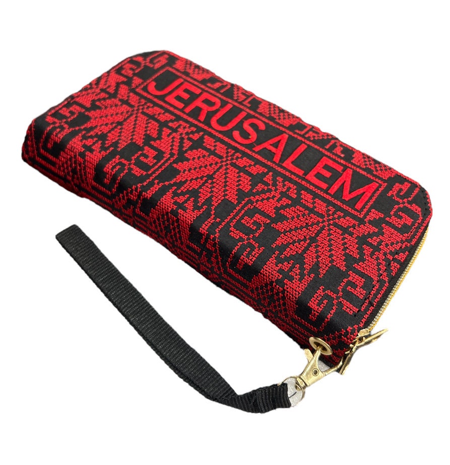 Palestinian Made Thobe Style Red Embroidered Wallets, Jerusalem, Bethlehem, Free Palestine