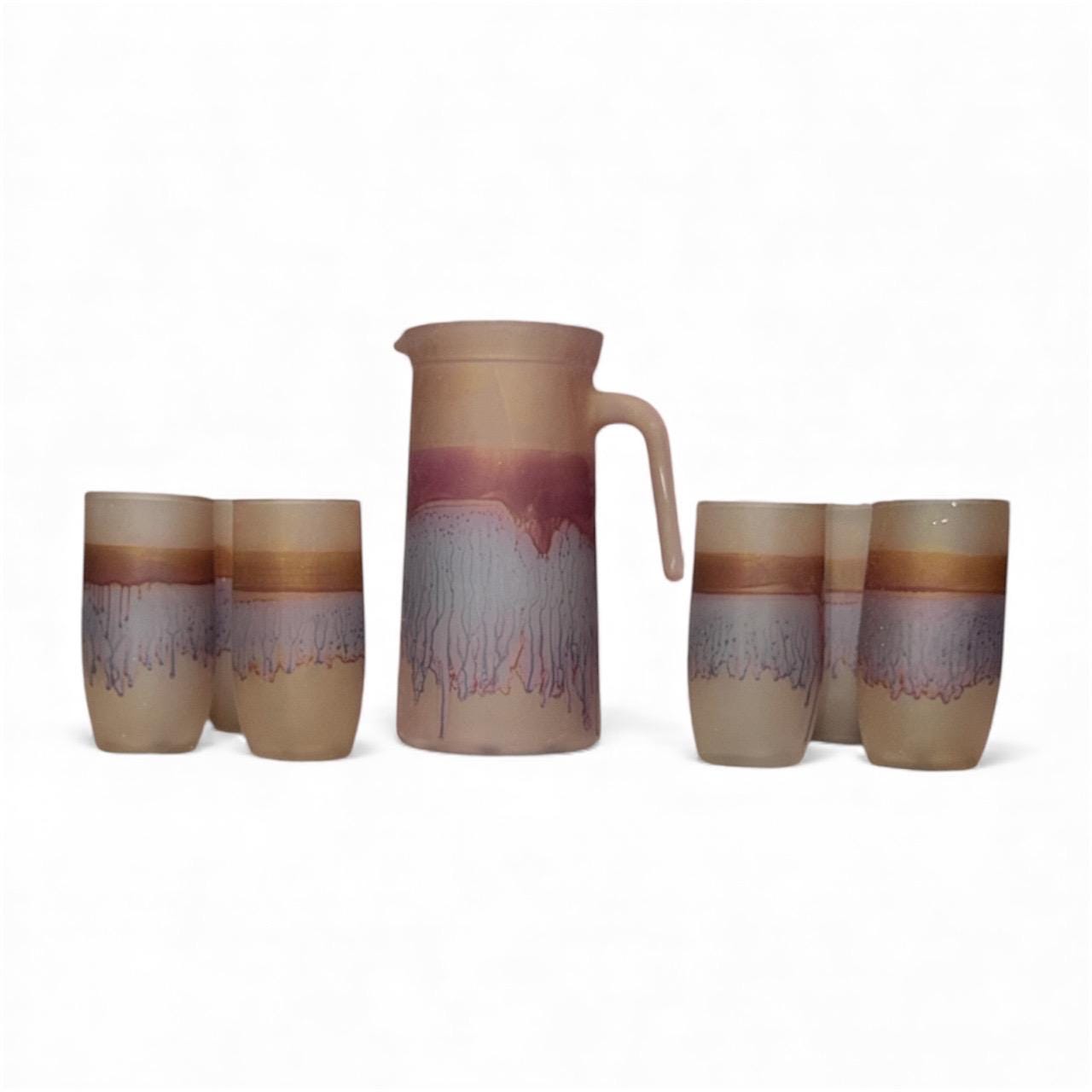 Palestinian Handmade Glass 7 Piece Set.A
