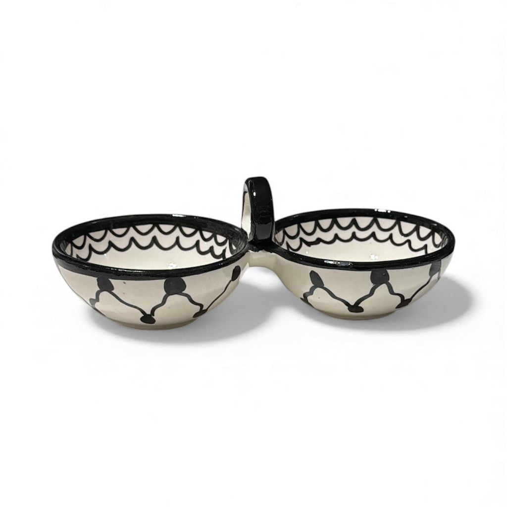 Handmade ceramic Kuffiyeh zeit and zatar serving bowl 7”handmade in Palestine