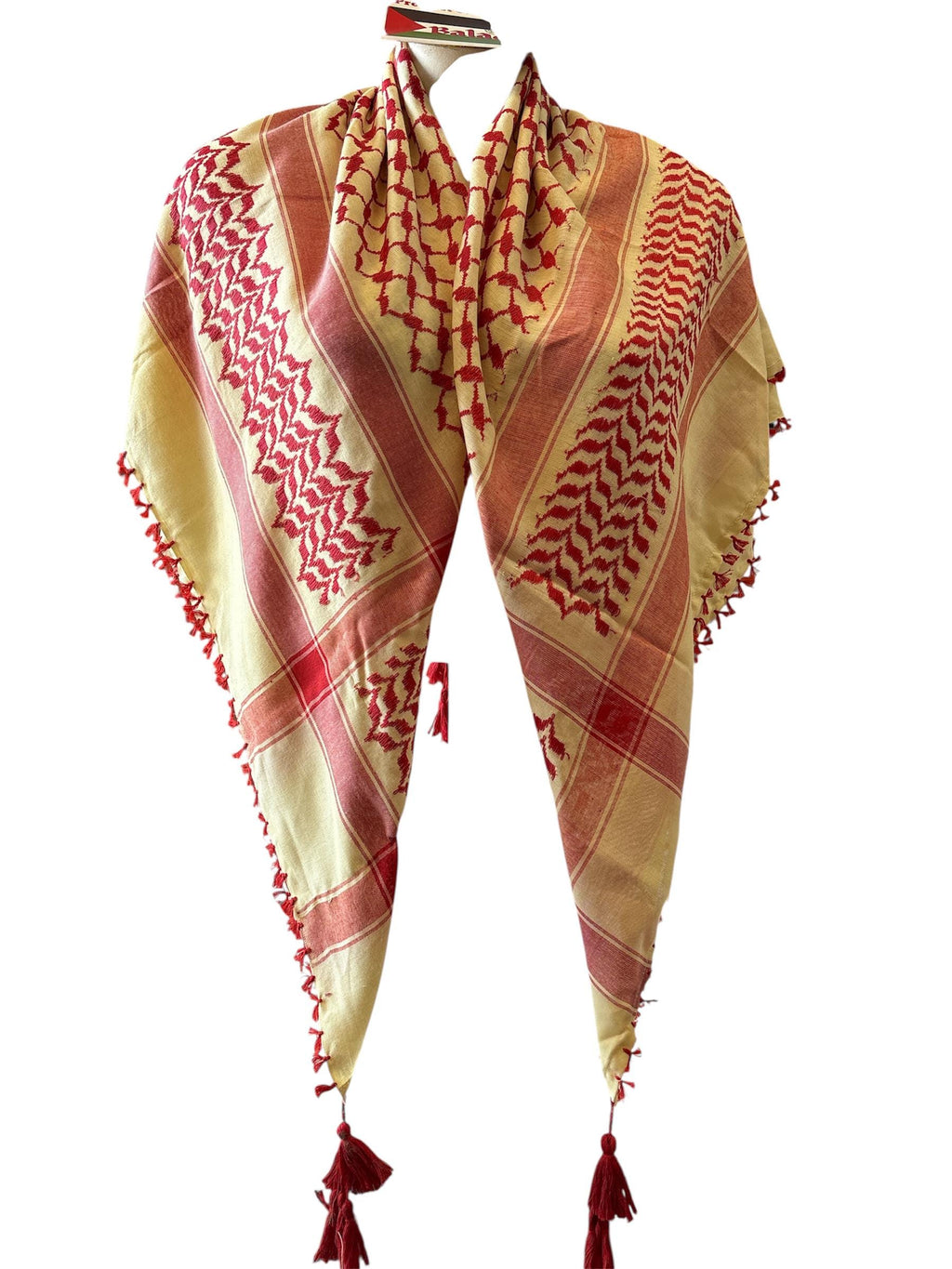 Woven keffiyeh Burgundy & Buttermilk Palestine Scarf with Tassels