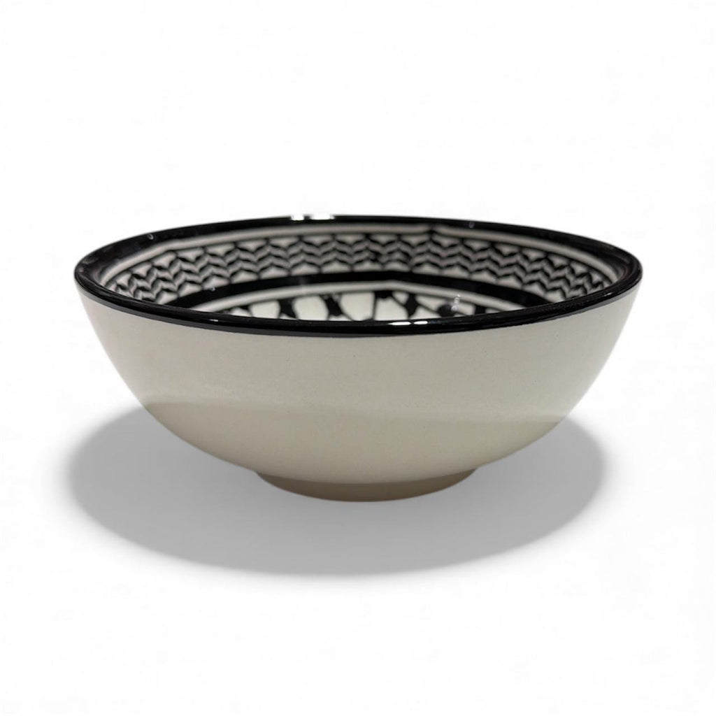 Handmade ceramic Kufiyeh design  bowl 6”made in Palestine