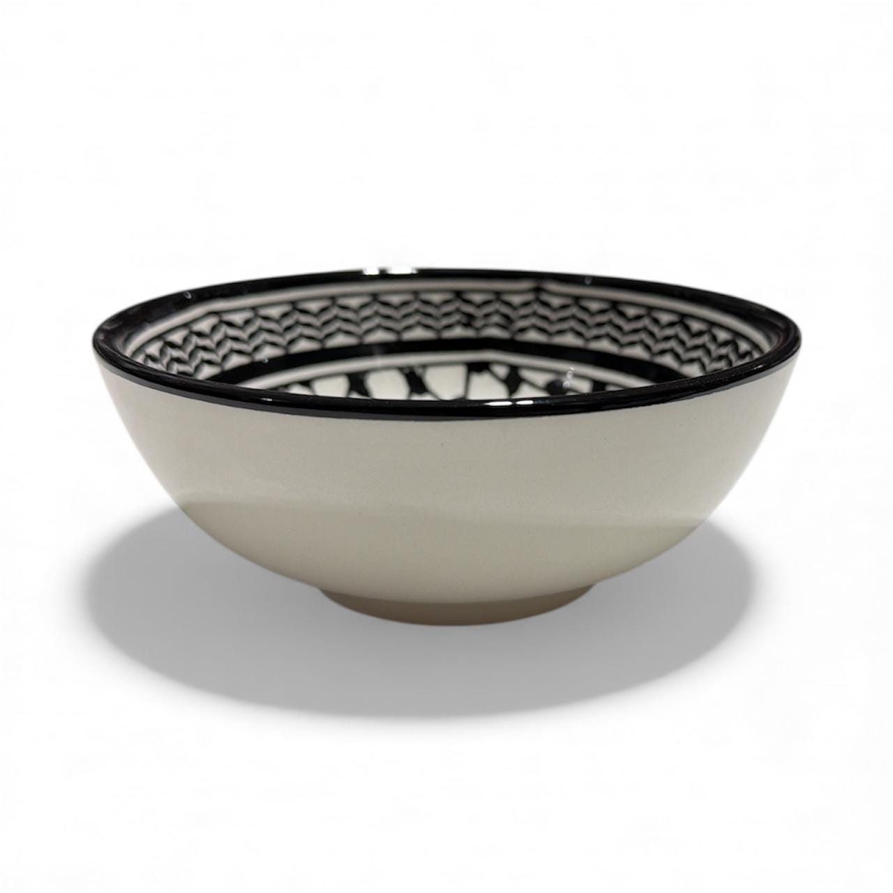 Handmade ceramic Kufiyeh design  bowl 6”made in Palestine