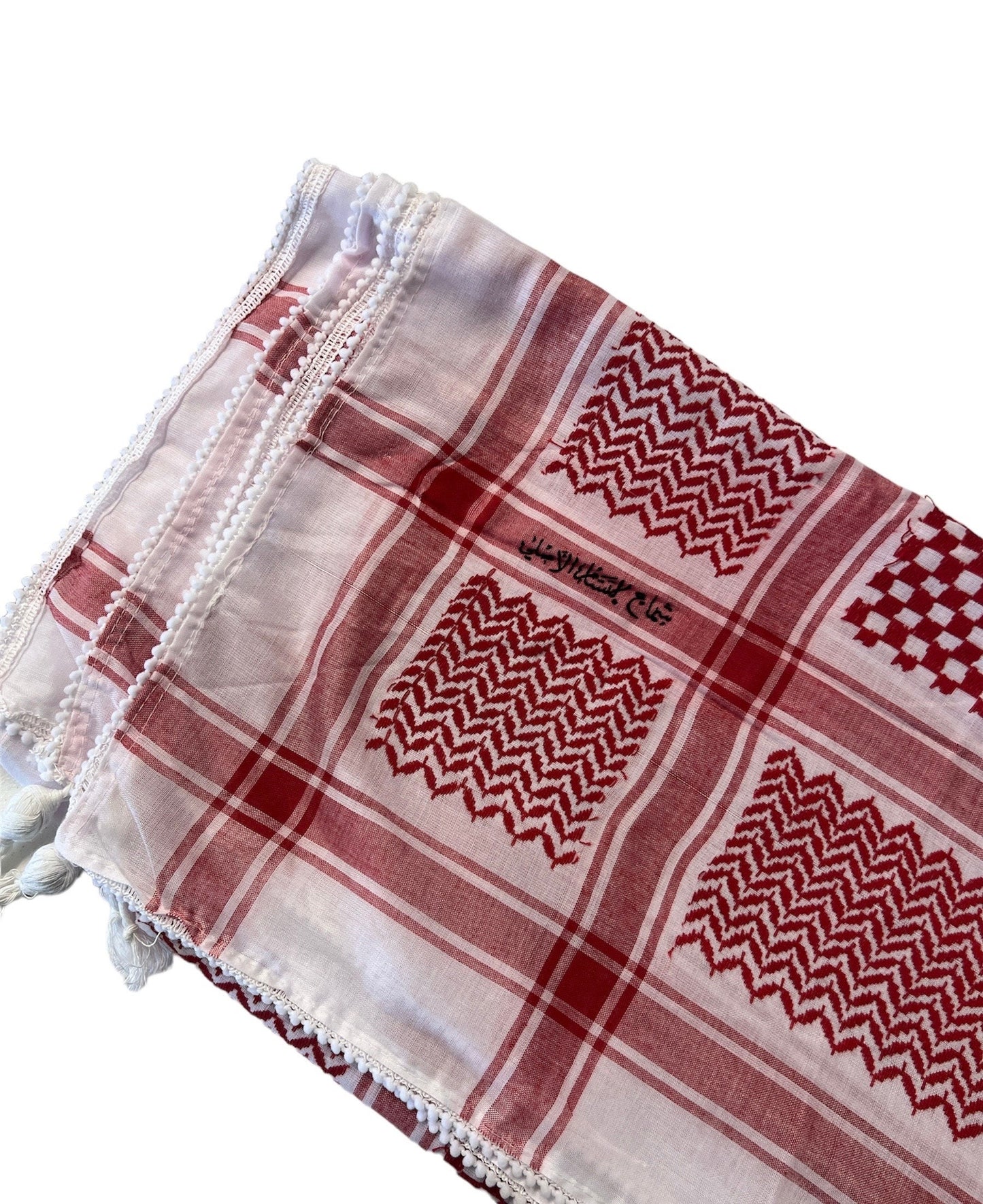 Authentic high quality Keffiyeh Scarf, Made in Jordan (48"x48") red on white