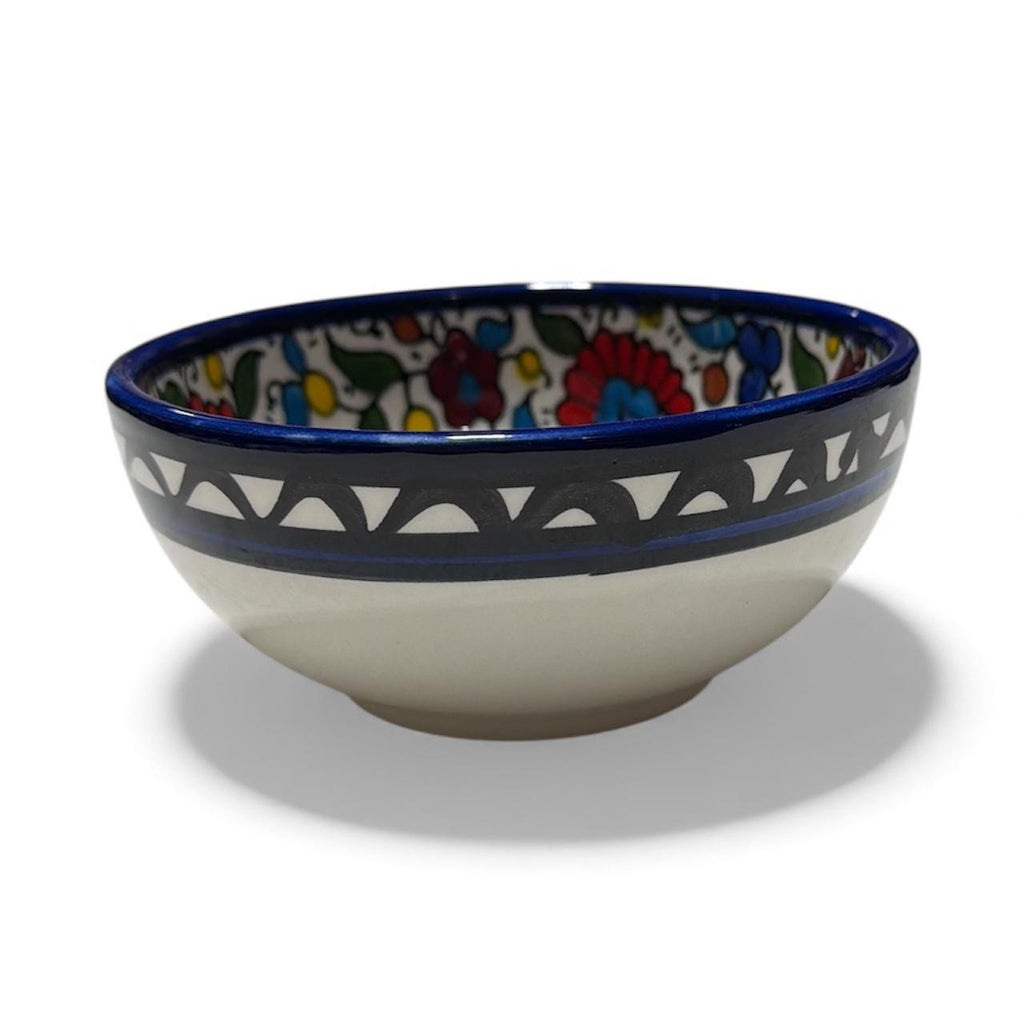 handmade ceramic floral bowl 5” made in Palestine