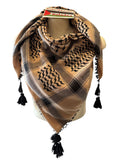 Woven keffiyeh Brown on moonstone with Tassels - 48"x48"