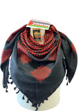 Palestine Made keffiyeh: Authentic Red on Black Woven Scarf