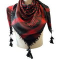 Woven Kufiya Red on Black with 4 sides Tassels (48"x48")