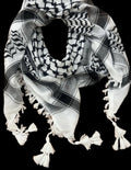 Traditional black on white Authentic keffiyeh with 4 sides Tassels (48"x48")