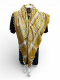 Woven keffiyeh white on tan with 4 sides Tassels - 48"x48"