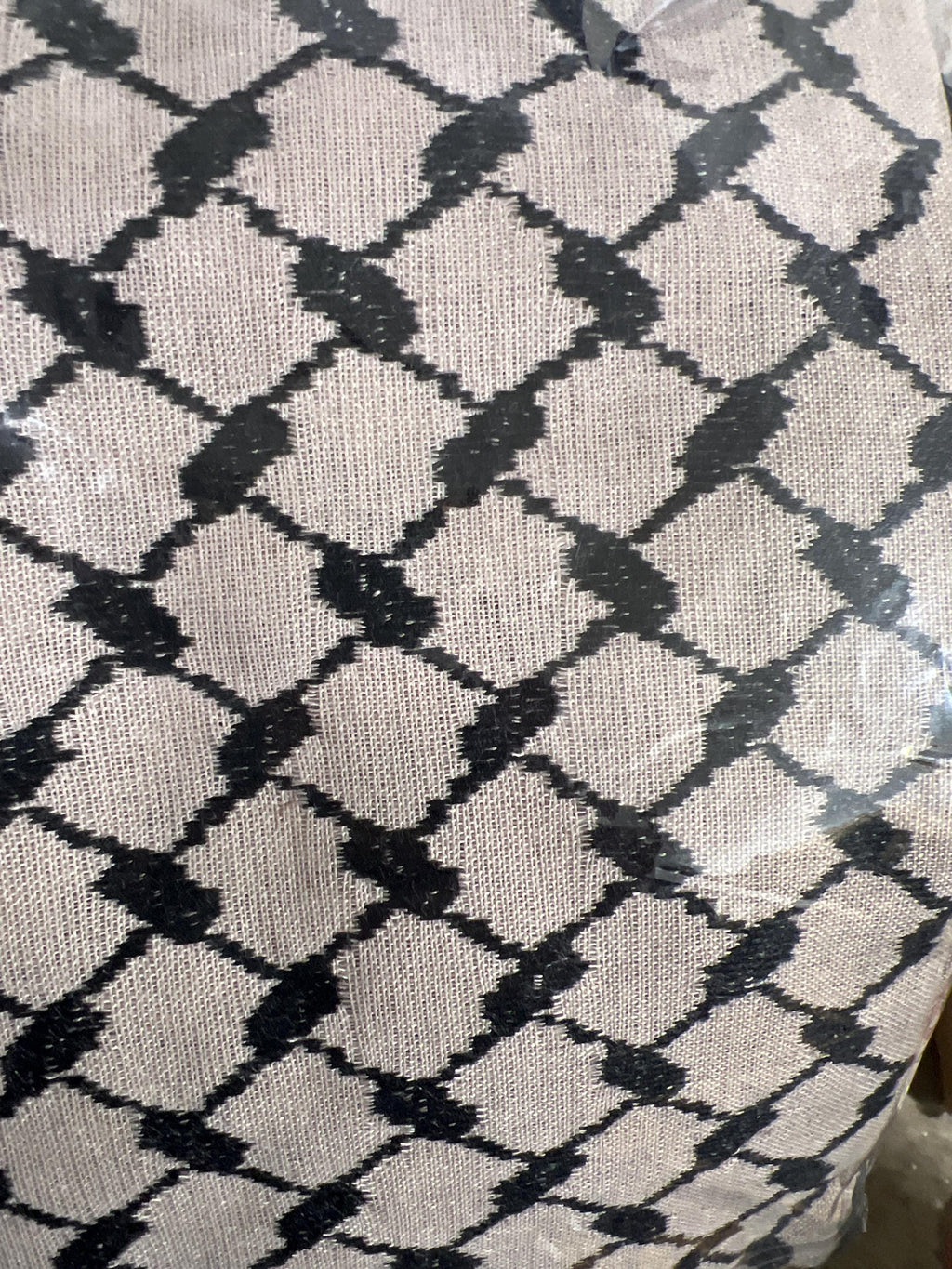 Woven keffiyeh Black  on beige with 4 sides Tassels - 48"x48" check pics for true color
