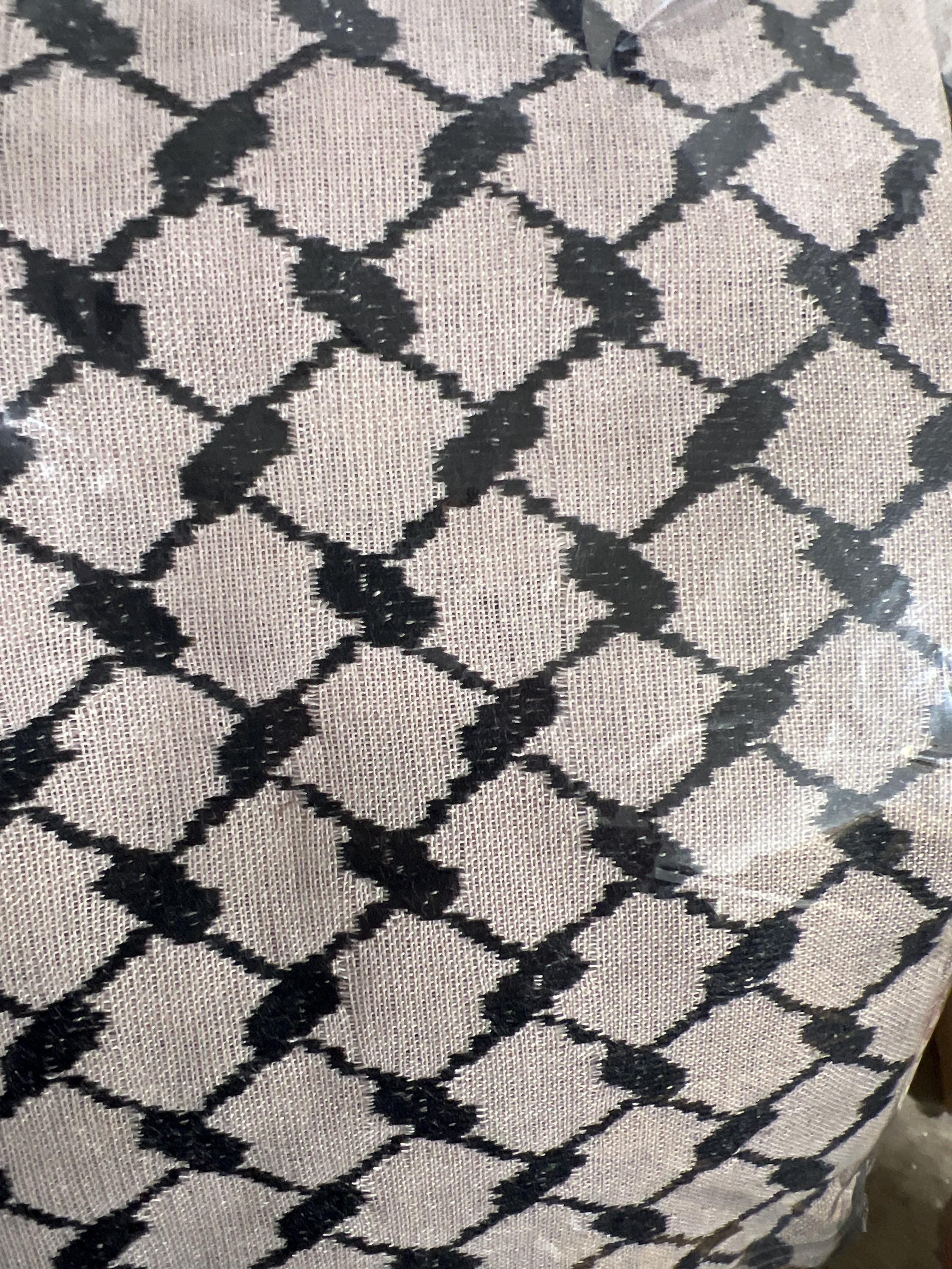 Woven keffiyeh Black  on beige with 4 sides Tassels - 48"x48" check pics for true color