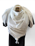 Authentic Palestine Made keffiyeh Scarf: white on white with Woven Tessels