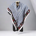 Woven stitched embroidered keffiyeh with heavy Tessels