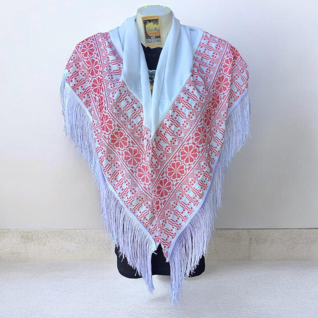 Woven embroidered fancy shawl triangle design (62”)
