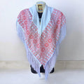 Woven embroidered fancy shawl triangle design (62”)