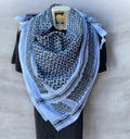 Authentic Palestine Made keffiyeh Scarf: black on white  with Woven Tessels