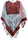Palestinian thobe poncho with Kuffiyeh flag design (floral)
