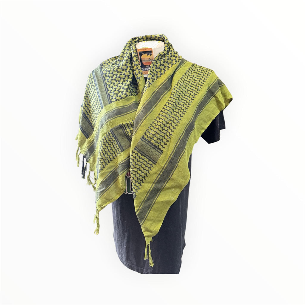 Olive Green scarf Black Woven 100%Cotton Scarf (41”x 41”)