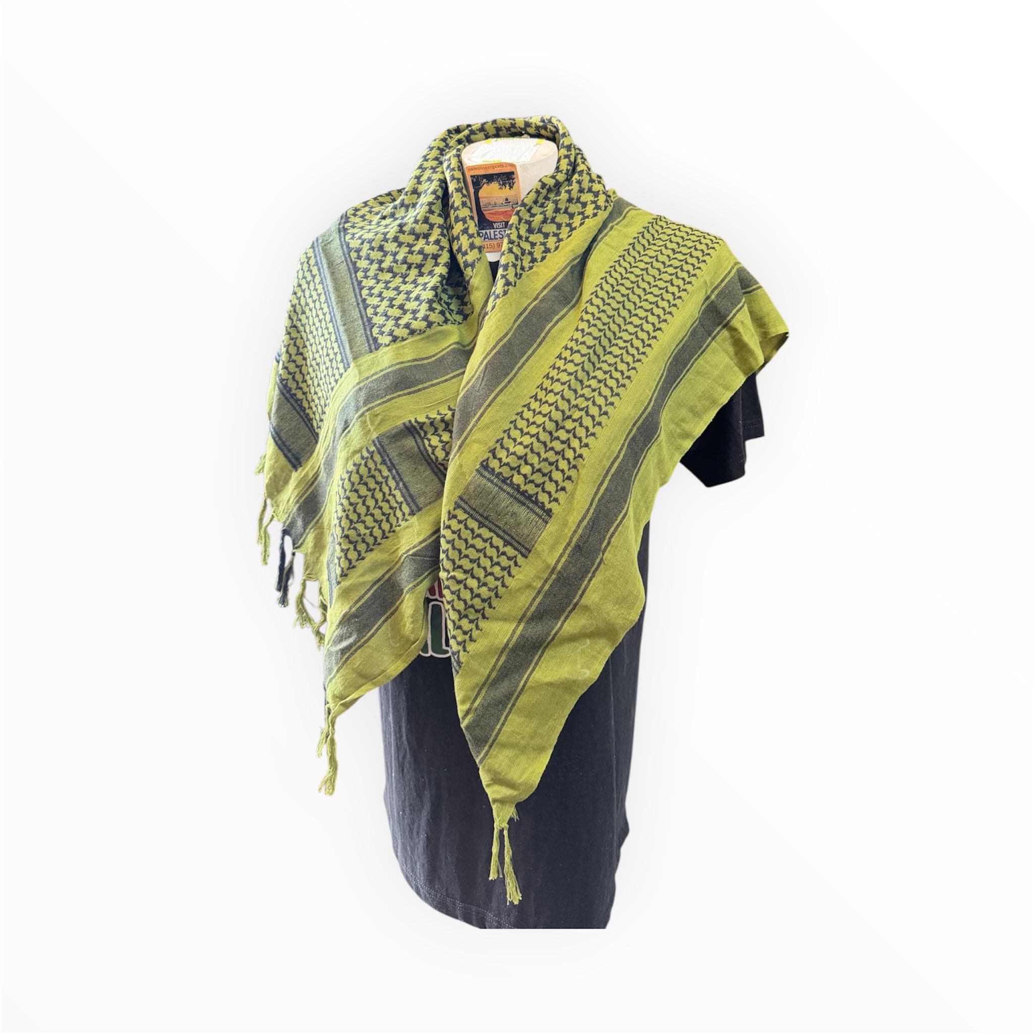 Olive Green scarf Black Woven 100%Cotton Scarf (41”x 41”)