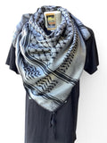 Woven keffiyeh black on grey with 4 sides regular Tassels - 48"x48"