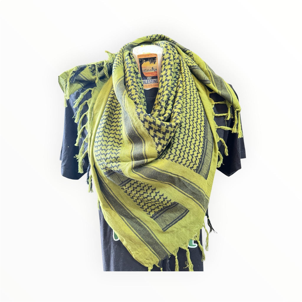 Olive Green scarf Black Woven 100%Cotton Scarf (41”x 41”)